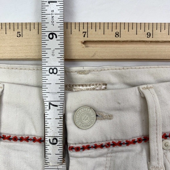 Mother The Looker Ankle Zip Embroidered Barefoot Princess Ivory Jeans 24 Pant - Picture 8 of 16